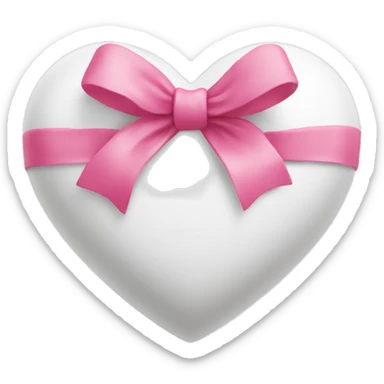White heart with pink bow sticker