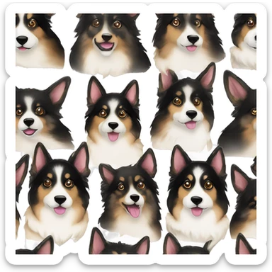  Black spotted brindle German shepherd husky fluffy ears and holographic harness running sticker