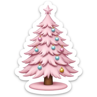 Soft pink  pastel Christmas tree with white features sticker