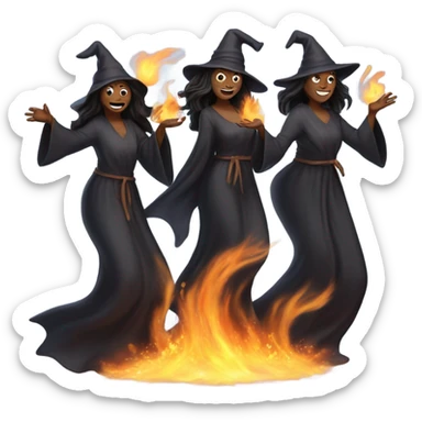 Three witches dance around fire  sticker