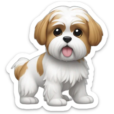 Shitzu blanc gris et roux qui danse sticker