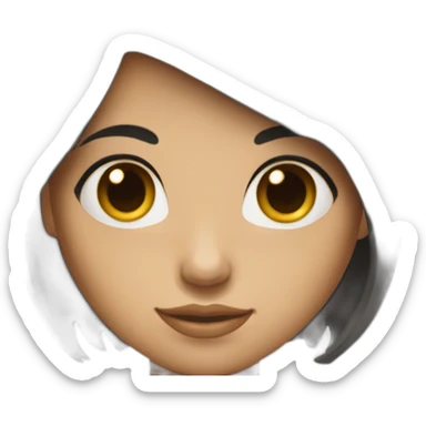 a black haired girl with medium length hair and brown eyes sticker