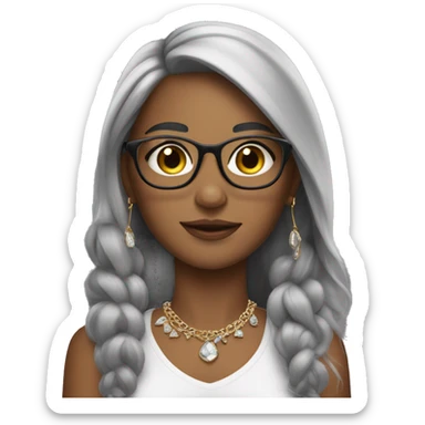 girl with jewelry add hoop earrings make skin a bit lighter and hair gray add glasses  sticker