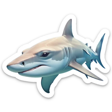 Meme-Worthy Cute Sleeping Hammerhead Shark Portrait Emoji, Head and body resting peacefully with a contented expression, showcasing its uniquely shaped hammerhead with closed, serene eyes and a relaxed, streamlined form, Simplified yet adorably endearing features, highly detailed, glowing with a soft, drowsy ocean light, high shine, relaxed and utterly lovable, stylized with an air of playful laziness, soft glowing outline, capturing the essence of a sleeping hammerhead that feels destined to become the next viral icon of adorable slumber! sticker