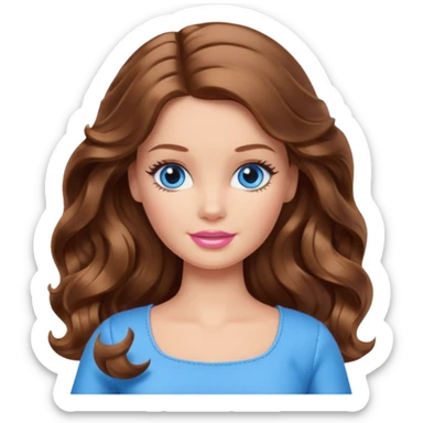 Barbie with brown wavy hair and blue eyes sticker