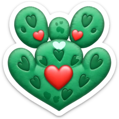 G.reen paw print with a heart sticker