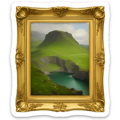a painting of Ireland in a gold frame  sticker