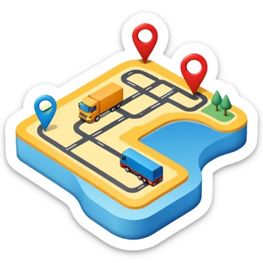create a realistic emoji showing a map with a route for a logistic company sticker