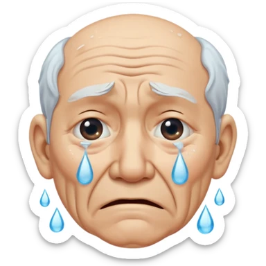 old man crying with water droplet tears in eyes  sticker