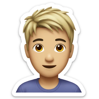 asian boy with black and very short spiky hair sticker