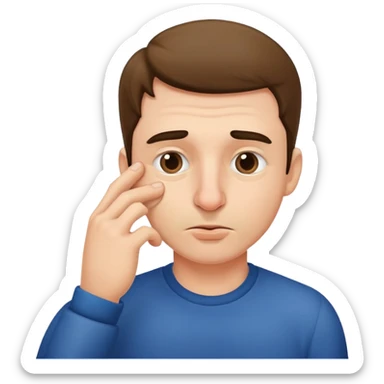 man pinching his nose sticker