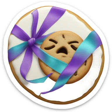 Purple and teal Suicide awareness ribbon on heart cookie sticker