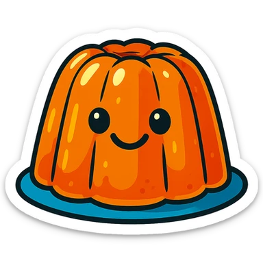 orange jelly with a smile, glossy vibrant style sticker