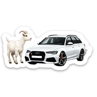 Goat driving black Audi RS6 sticker