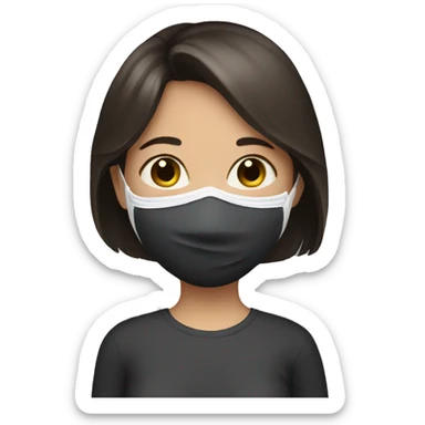 A brunette girl with face mask on  sticker