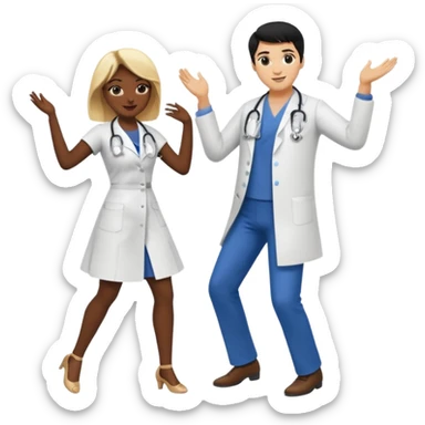 couple dancing full body a doctor black hair  woman blonde sticker