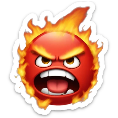 super angry emoji losing its temper with fire coming out and super red face sticker
