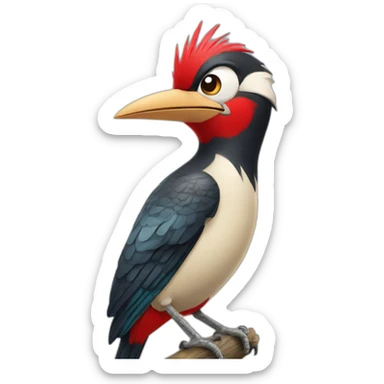 cartoon woodpecker winking sticker