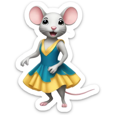 A mouse in a dress partying sticker