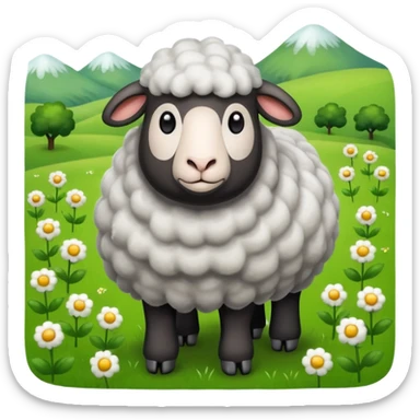 Black sheep in field sticker