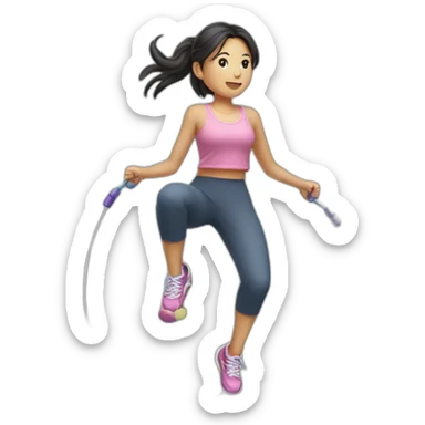 Asian girl jump roping sticker