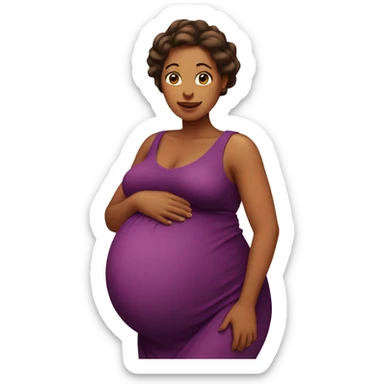 Woman with huge pregnant belly sticker