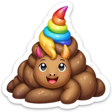 pile of poo with looking like a unicorn sticker