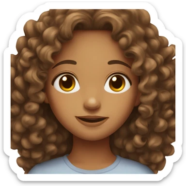 Cute girl with brown Curly  hair  sticker