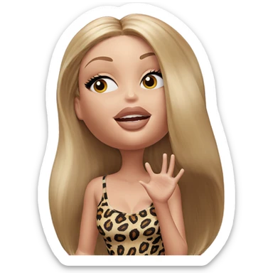 blonde girl in animal print sticker