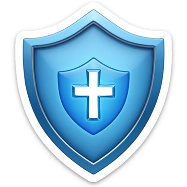 blue shield with a bold neon blue check mark in the center sticker
