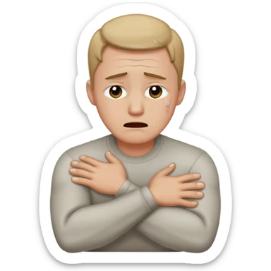 Arms crossed holding neck crying guy sticker