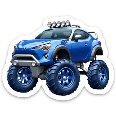 Silver Tractor wheels on monster glossy dark blue body 2025 Toyota 86 off-road rally car  sticker