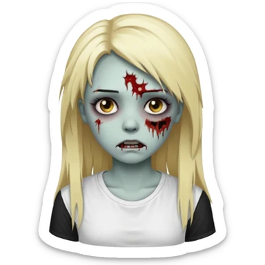 zombie girl with emo long hair blonde and white shirt emoji sticker