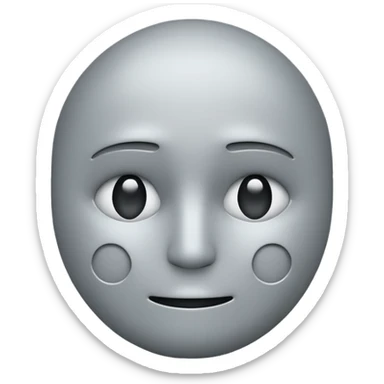 minimalist illustration of a neutral gray emoji face, , representing emotional isolation through algorithms. cold tone, grayscale color palette, subtle noise texture, geometric and mechanical look, emotionless expression, digital abstraction, soft vignette on white background. sticker