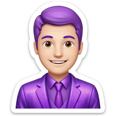 man office supervisor wearing glitter purple glittery clothes sticker
