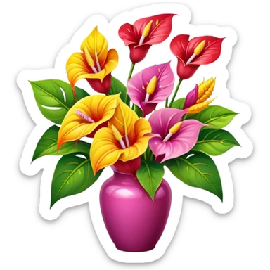 orchidee - sonnenblume - anthurienstrauss sticker
