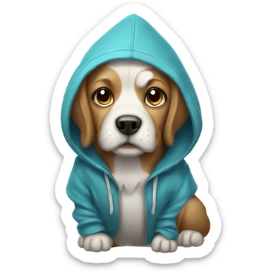 Dog wearing hoodie sticker