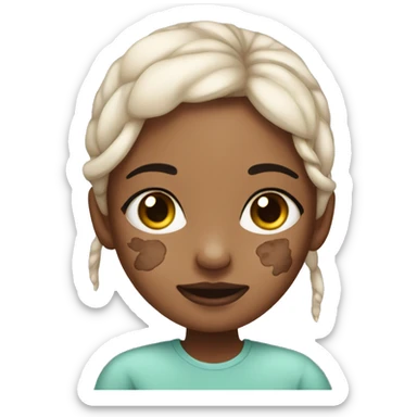 girl with vitiligo skin condition covering her face sticker