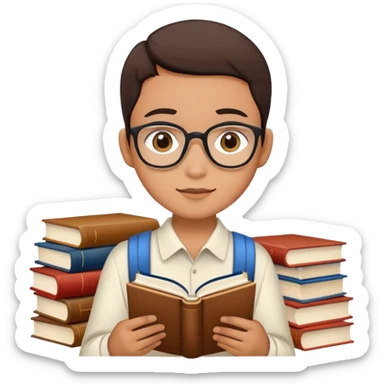 Indonesian student with books studying sticker