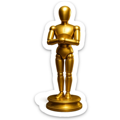 golden trophy, cinematic mannequin style sticker