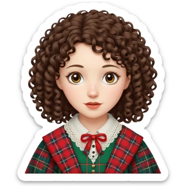 brunette curly woman wearing scottish traditional clothes sticker