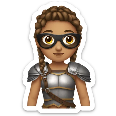 Girl gladiator with French braids, brown hair and sunglasses sticker