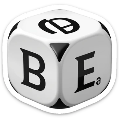 create a dice with the word der die das written on each visible side sticker