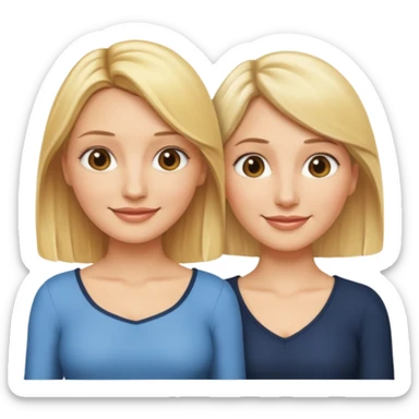 i want an emoji with 2 longue hair blonde girls like the movie "the holiday" They are not touching each other. One is Cameron Diaz, the tother Kate Winslet. They are same height. sticker