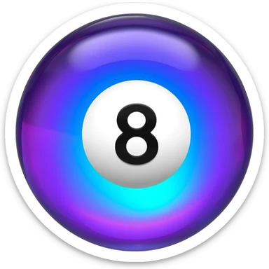 Magic glowing neon-Cyan-purple-gradient iridescent exotic magical glossy glassy 8-ball sticker
