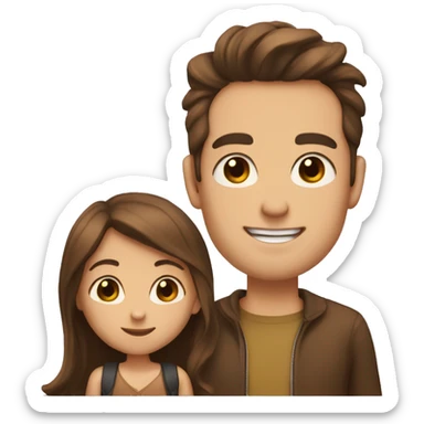 A girl with brown hair and a guy with brown hair kissing sticker