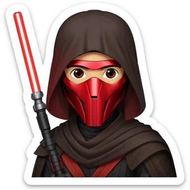 Darth Revan with his mask on holding red lightsaber mainly face shot not as much body sticker