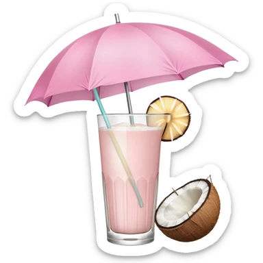 coconut drink with light pink umbrella sticker