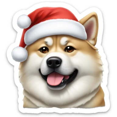Japanese Akita wearing Santa hat sticker