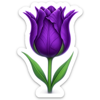 Add a subtle glowing effect around the goth tulip. Keep the background transparent. The style should resemble apple emoji style with clean, smooth, and colorful details typical of apple emojis. sticker